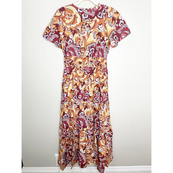 Anthropologie Somerset Maxi Dress in Bronze Paisley Print Medium - Picture 4 of 10